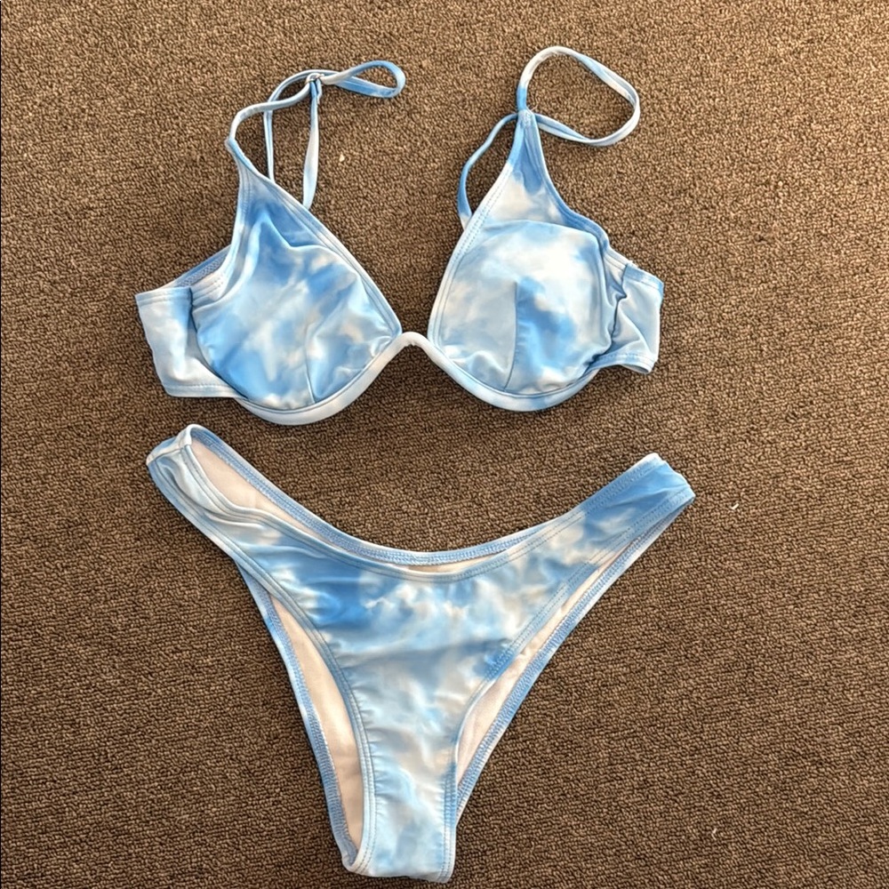Blue Tie-Dye Bikini Set